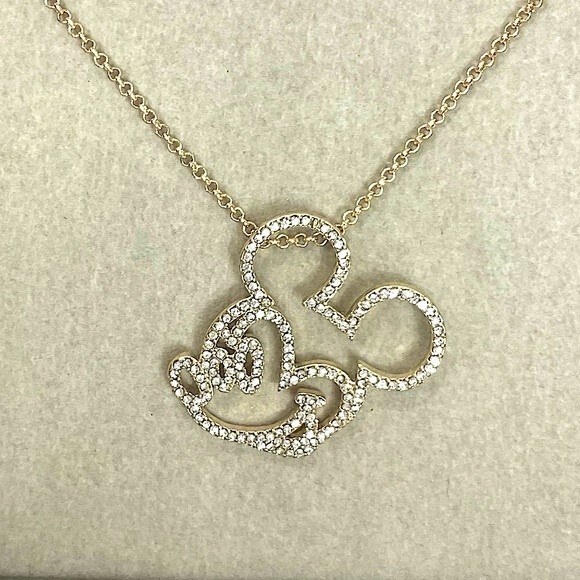 Baublebar Disney Mickey Mouse Pendant Necklace Gold Pave Crystal Charm New - Picture 3 of 4